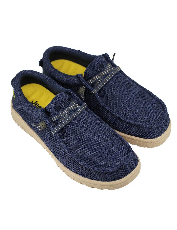 Spatarella Stringate uomo Samoa Wallabee Knit in tessuto blu Ultimo giorno