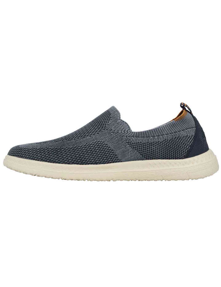 Spatarella Mocassini uomo Karoo slip on in tessuto blu con suola in gomma Promozione temporanea
