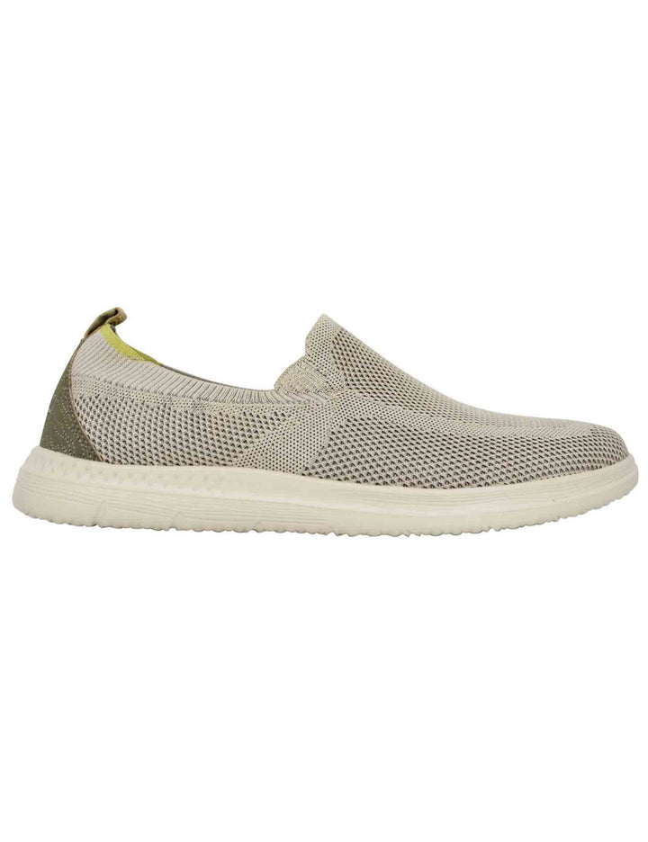 Spatarella Mocassini uomo Karoo slip on in tessuto verde con suola in gomma Fino al 50% di sconto