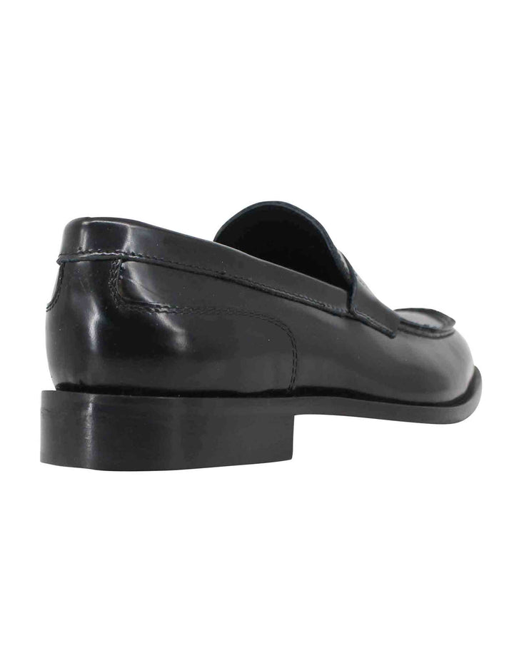 Spatarella Mocassini uomo in pelle nera lucida con suola in cuoio cucita Fino al 55% di sconto