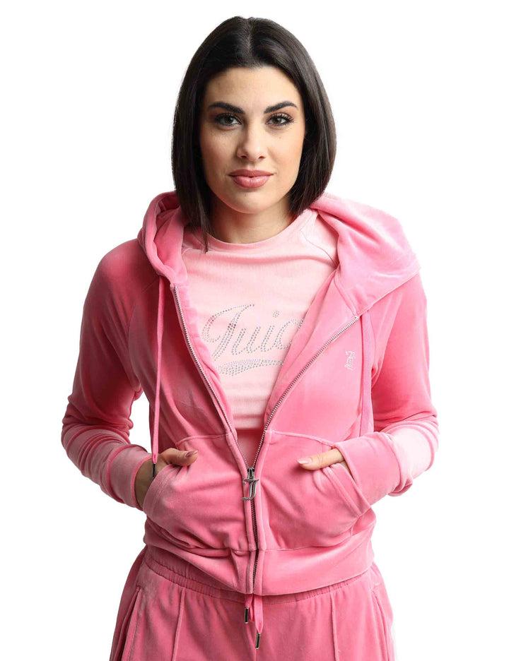 Spatarella Felpe donna Madison in tessuto rosa con cappuccio e zip Solo un giorno rimasto