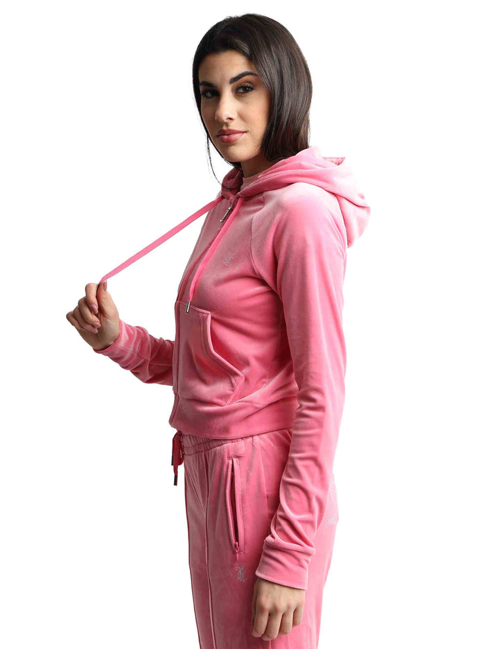 Spatarella Felpe donna Madison in tessuto rosa con cappuccio e zip Solo un giorno rimasto
