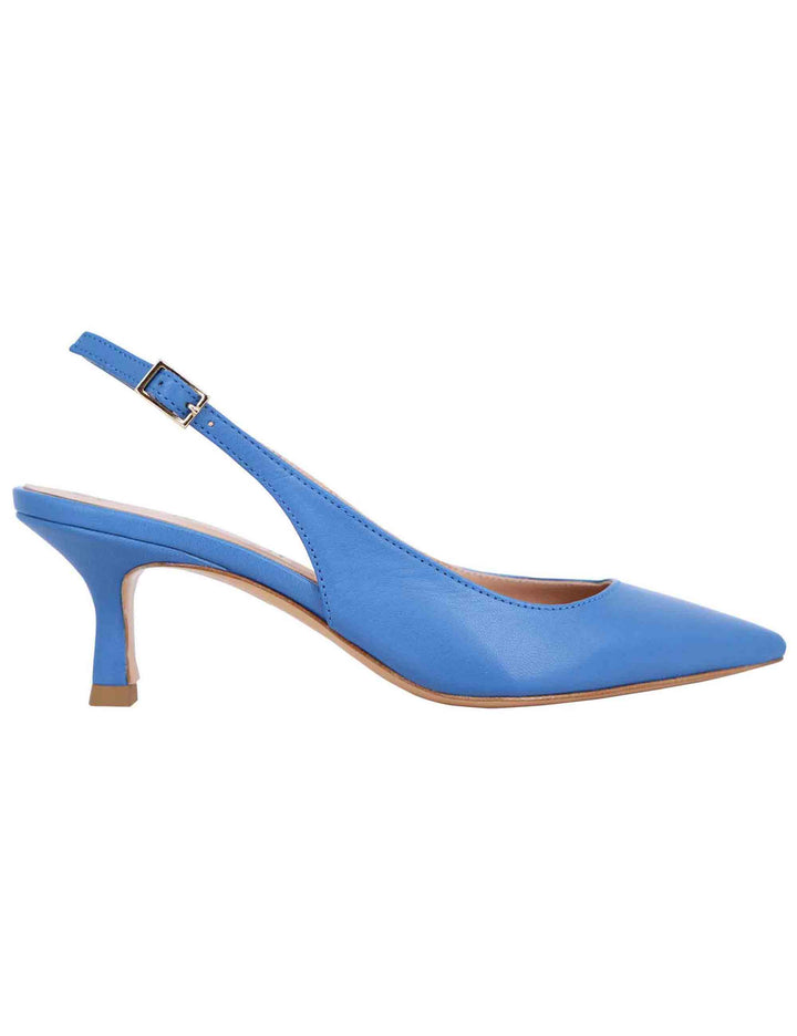 Spatarella Decollete slingback donna in pelle blu tacco basso Super sconto