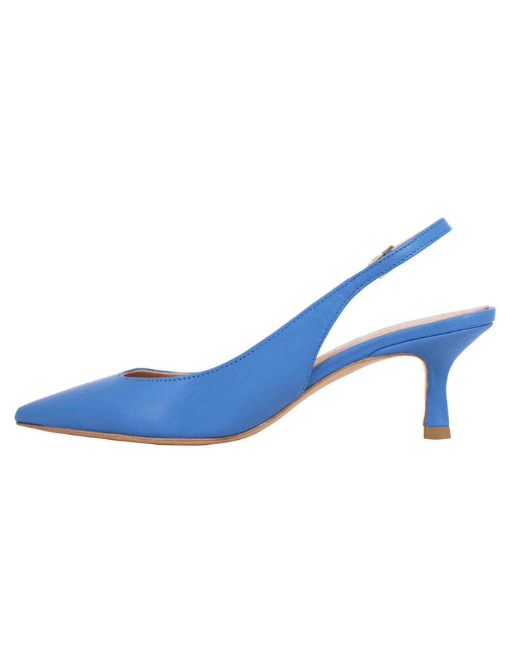 Spatarella Decollete slingback donna in pelle blu tacco basso Super sconto