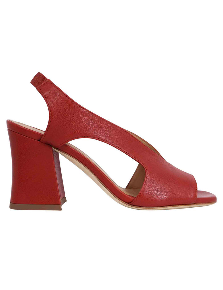 Spatarella Sandali slingback donna in pelle mattone con tacco alto Officina