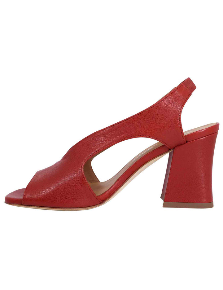 Spatarella Sandali slingback donna in pelle mattone con tacco alto Officina