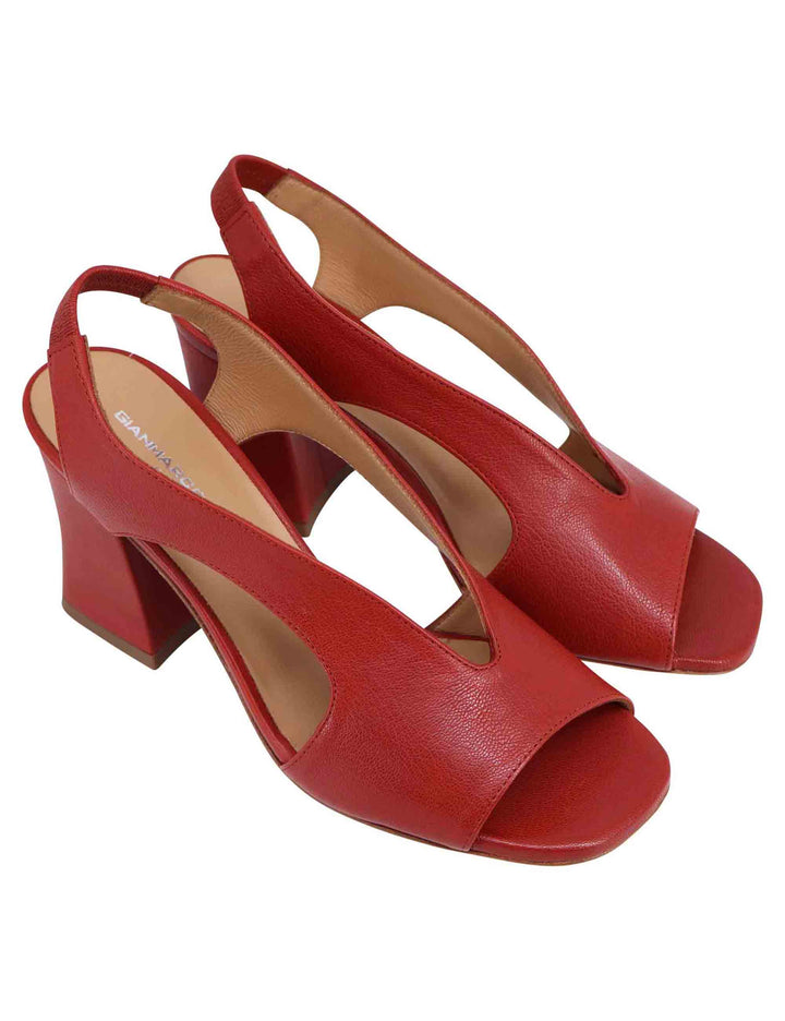 Spatarella Sandali slingback donna in pelle mattone con tacco alto Officina
