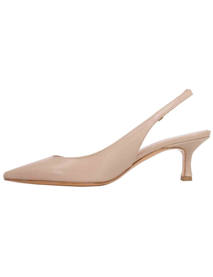 Spatarella Decollete slingback donna in pelle taupe tacco basso Italy
