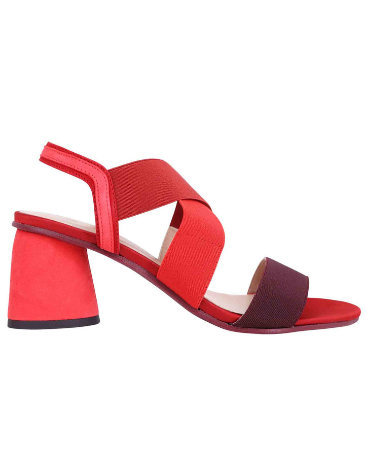 Spatarella Sandali slingback donna in tessuto bordeaux con tacco in tinta Promozione