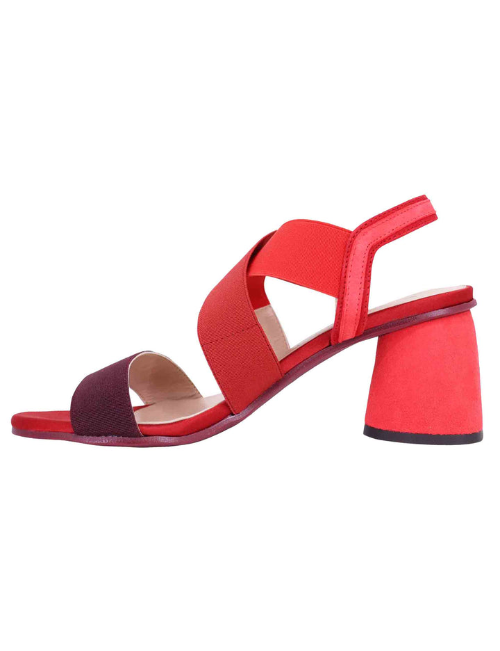 Spatarella Sandali slingback donna in tessuto bordeaux con tacco in tinta Promozione