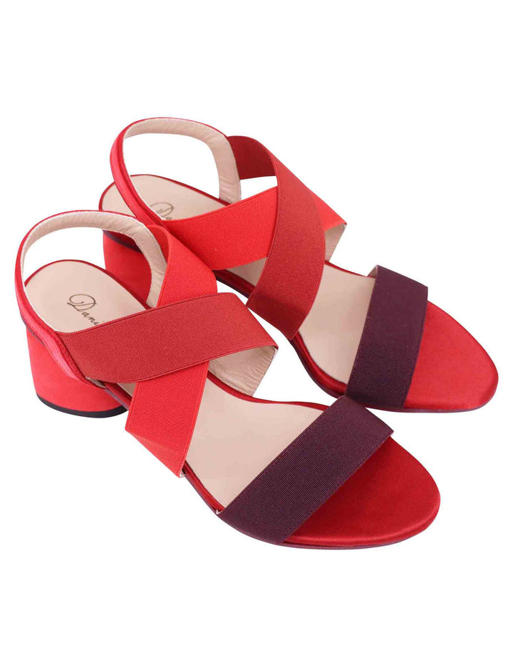 Spatarella Sandali slingback donna in tessuto bordeaux con tacco in tinta Promozione