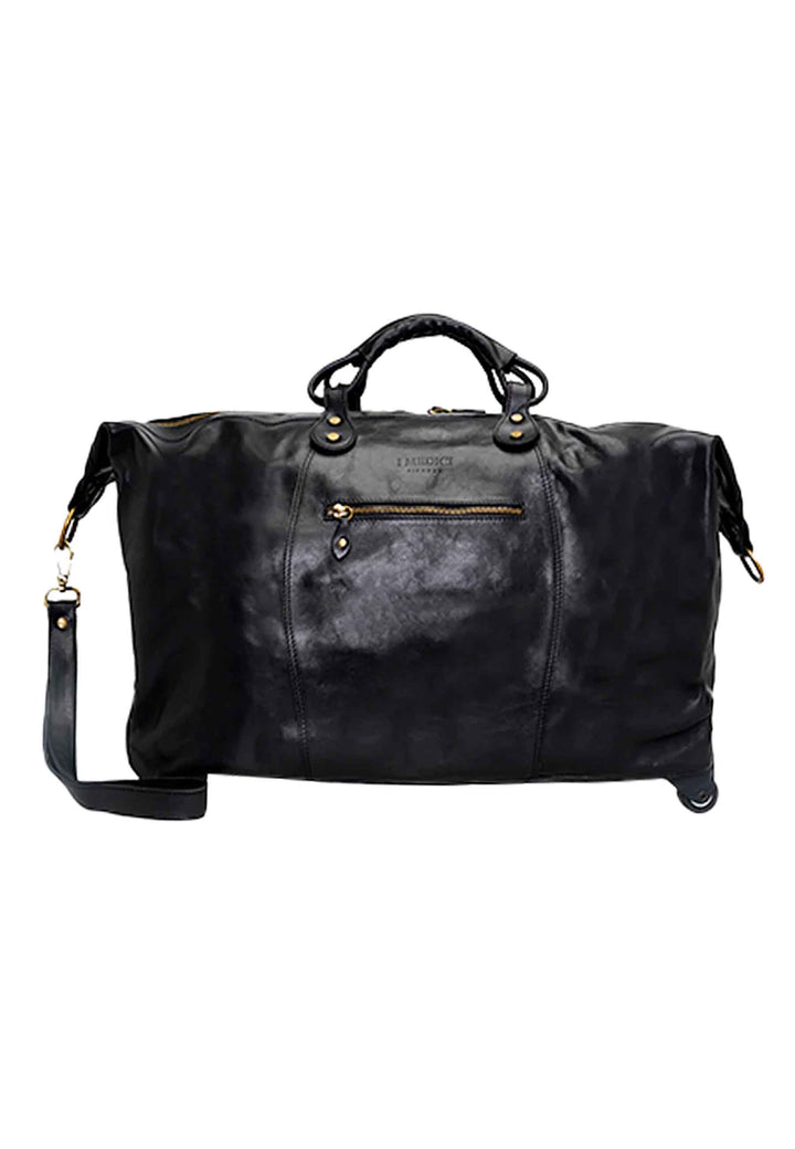 Spatarella Borsone trolley uomo in pelle nero con tirante in pelle Negozi Online