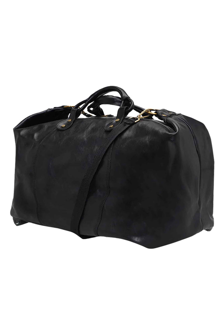Spatarella Borsone trolley uomo in pelle nero con tirante in pelle Negozi Online