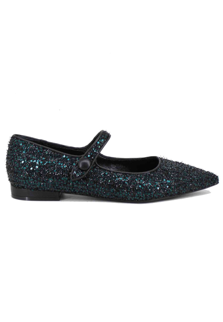 Spatarella Ballerine donna in tessuto glitter verde Consegna Veloce