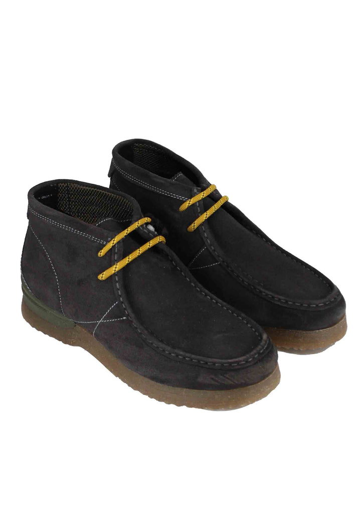 Spatarella Stivaletti polacchine uomo in camoscio grigio con suola in para Bantam Offerta