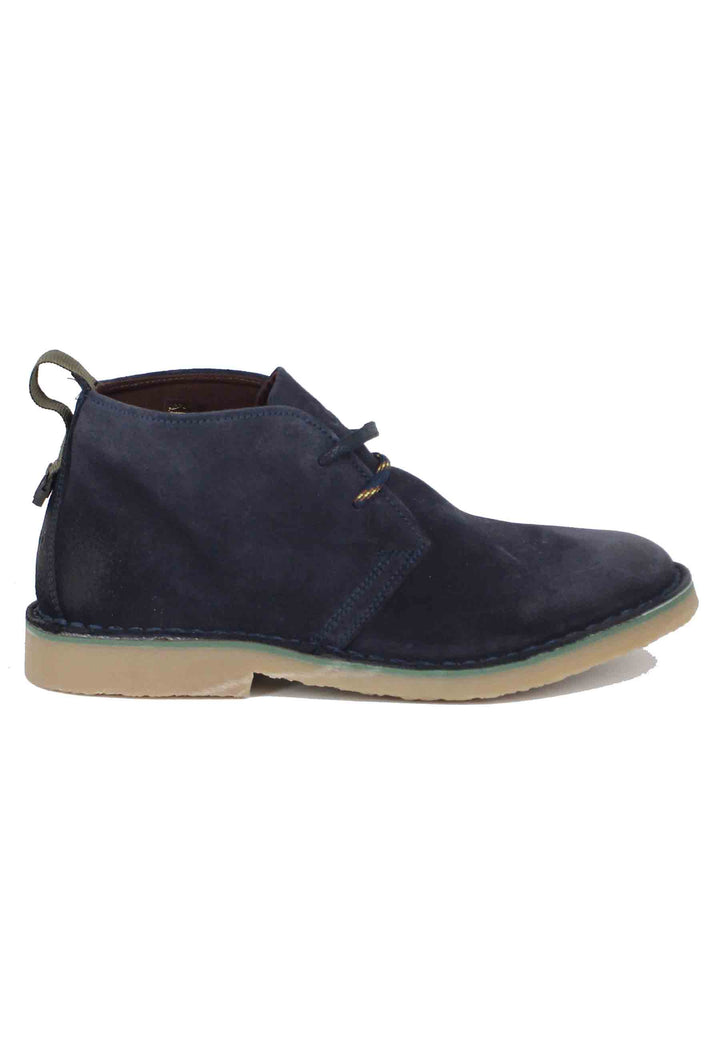 Spatarella Stivaletti polacchine uomo Overland in camoscio blu con suola in para Economico