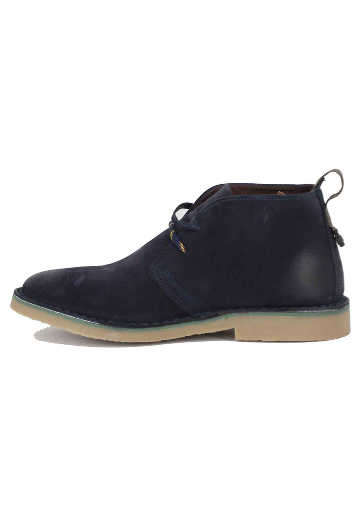 Spatarella Stivaletti polacchine uomo Overland in camoscio blu con suola in para Economico