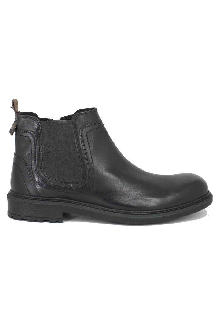Spatarella Stivaletti uomo in pelle nera con zip laterale e suola in gomma Mywood Chelsea Saldi
