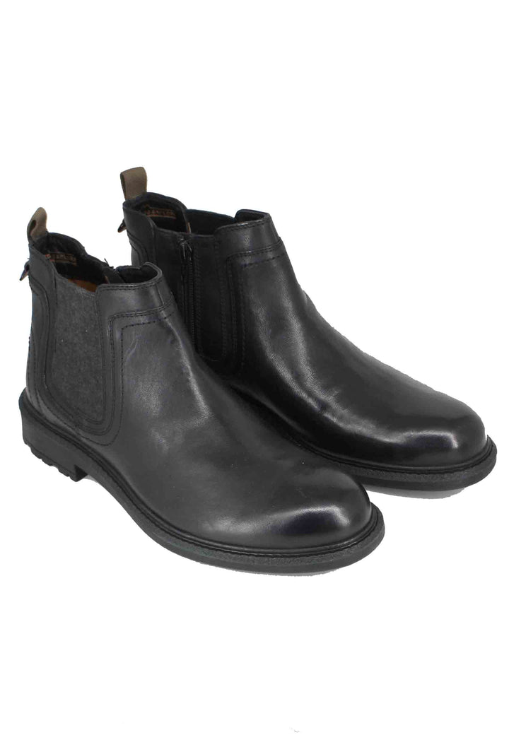 Spatarella Stivaletti uomo in pelle nera con zip laterale e suola in gomma Mywood Chelsea Saldi