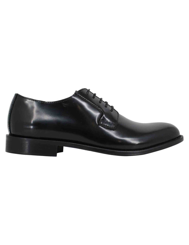 Spatarella Stringate uomo in pelle nera con suola in cuoio Vendita Calda