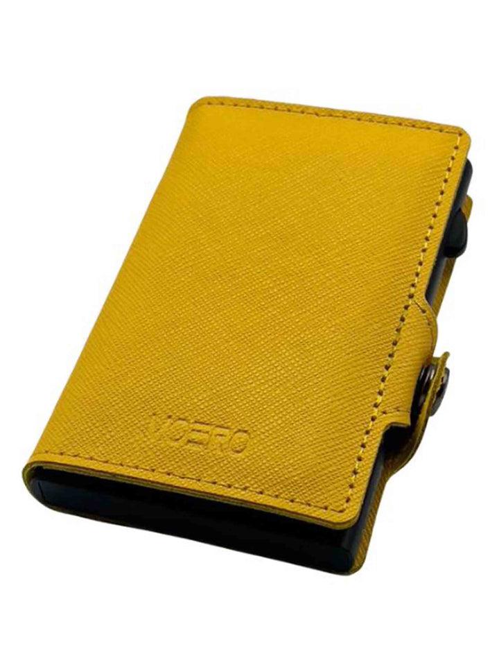 Spatarella Portatessere in pelle saffiano giallo antigraffio con portamonete Sconto di tempo limitato