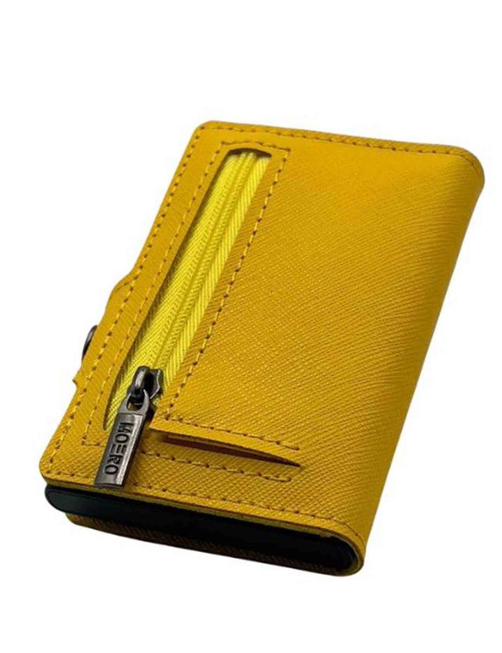 Spatarella Portatessere in pelle saffiano giallo antigraffio con portamonete Sconto di tempo limitato