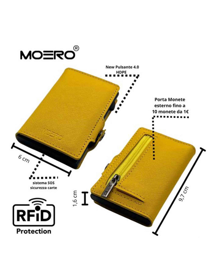 Spatarella Portatessere in pelle saffiano giallo antigraffio con portamonete Sconto di tempo limitato