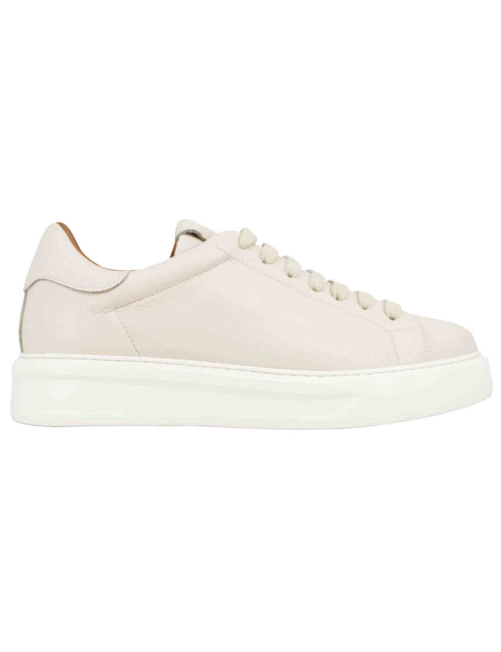 Spatarella Sneakers uomo in pelle beige martellata con suola alta in gomma Negozio online di fabbrica