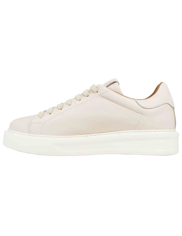 Spatarella Sneakers uomo in pelle beige martellata con suola alta in gomma Negozio online di fabbrica