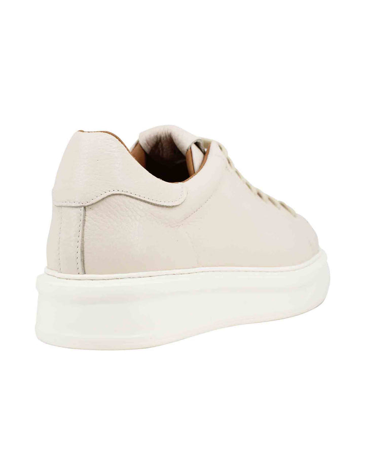 Spatarella Sneakers uomo in pelle beige martellata con suola alta in gomma Negozio online di fabbrica