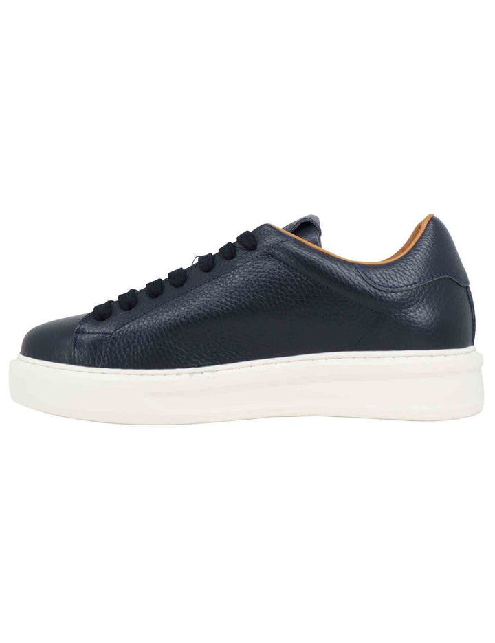Spatarella Sneakers uomo in pelle blu martellata con suola alta in gomma Prezzo di fabbrica