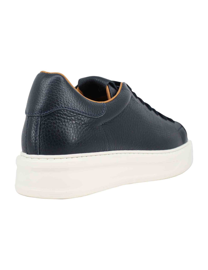 Spatarella Sneakers uomo in pelle blu martellata con suola alta in gomma Prezzo di fabbrica