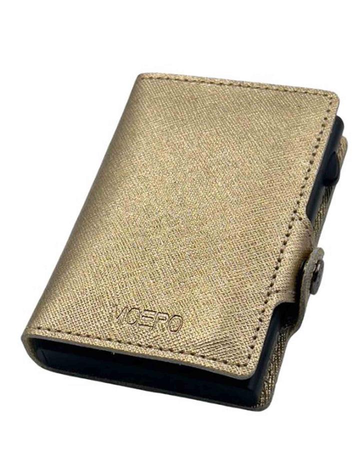 Spatarella Portatessere in pelle saffiano oro antigraffio con portamonete Vendite stagionali