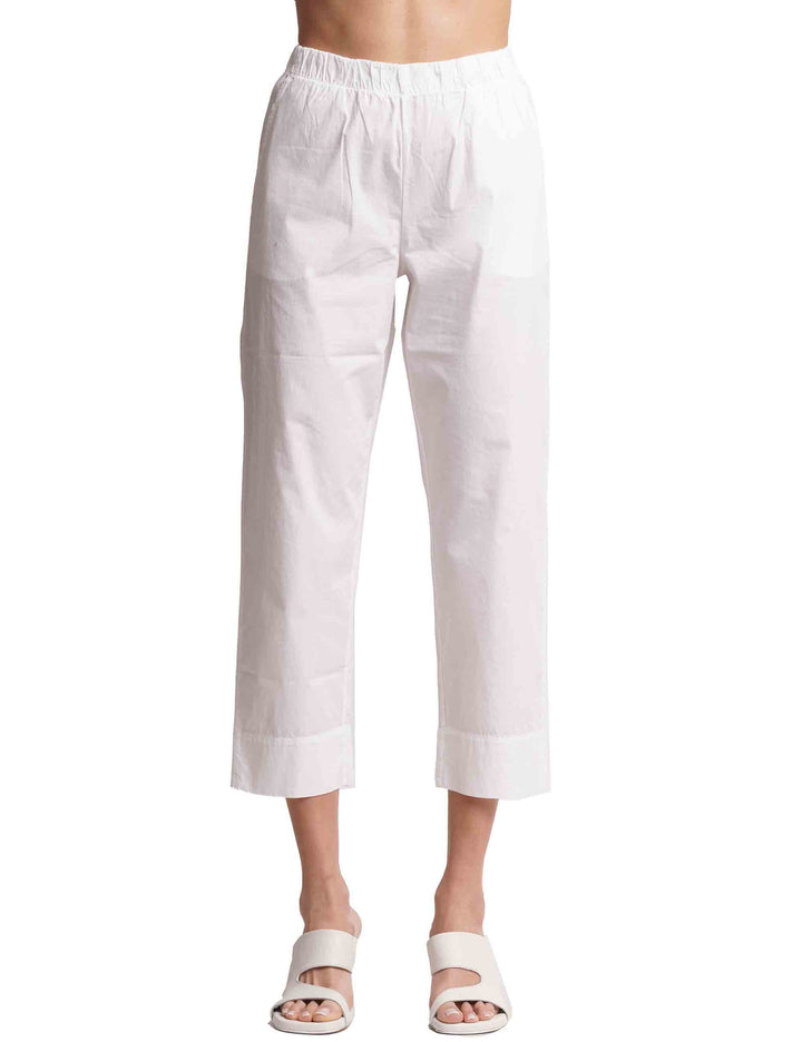 Spatarella Pantaloni donna in cotone bianco con elastico in vita Offerta Pasqua