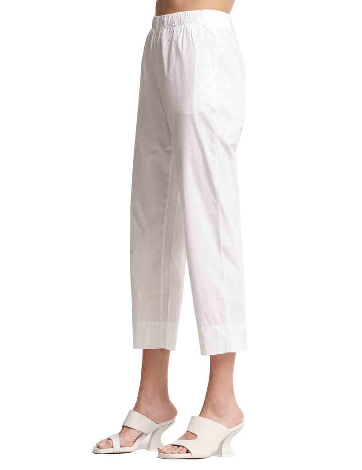 Spatarella Pantaloni donna in cotone bianco con elastico in vita Offerta Pasqua