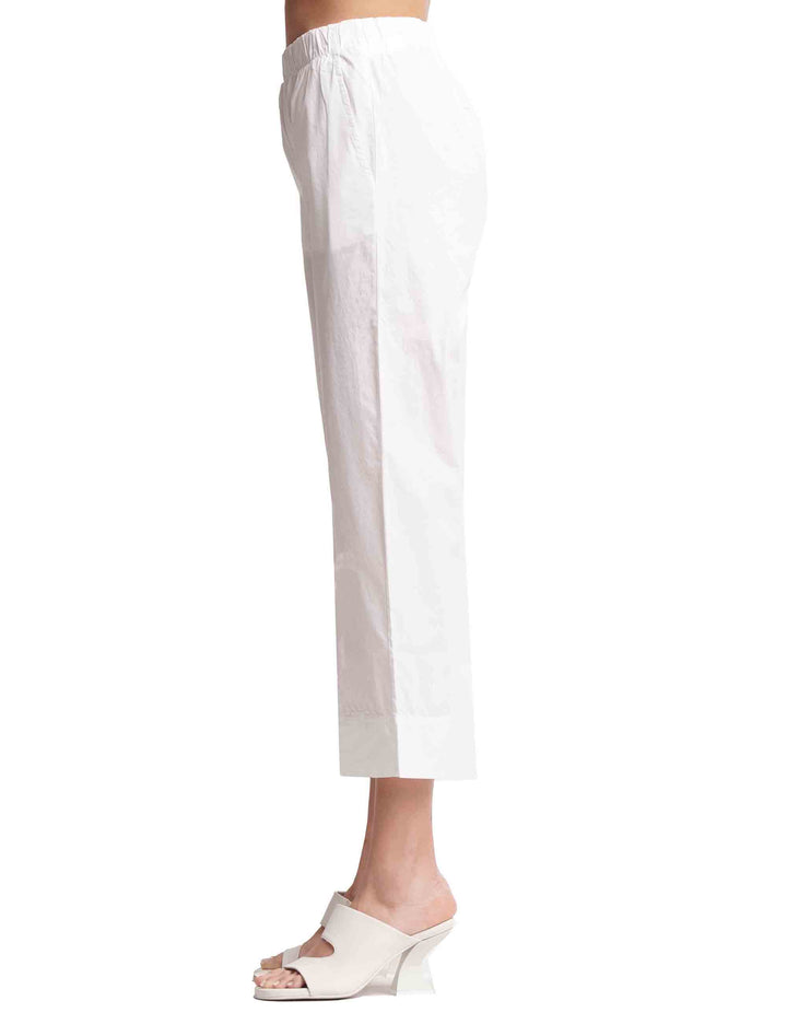 Spatarella Pantaloni donna in cotone bianco con elastico in vita Offerta Pasqua
