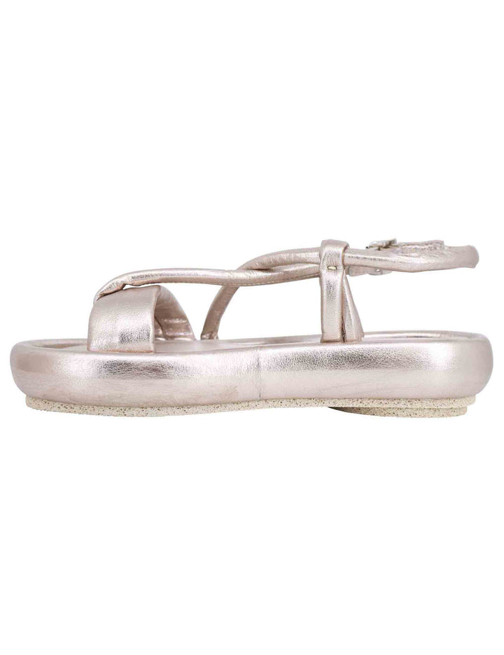 Spatarella Sandali infradito slingback donna in pelle platino con zeppa bassa Smaltimento dello stoccaggio