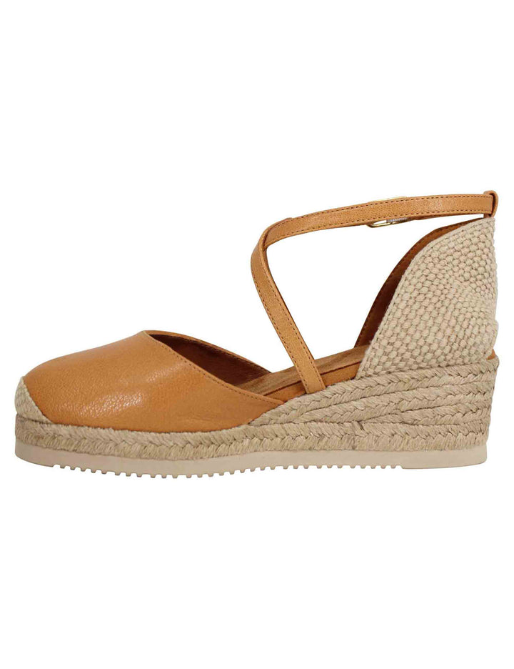 Spatarella Sandali espadrillas donna in pelle cuoio con zeppa bassa Offerta migliore