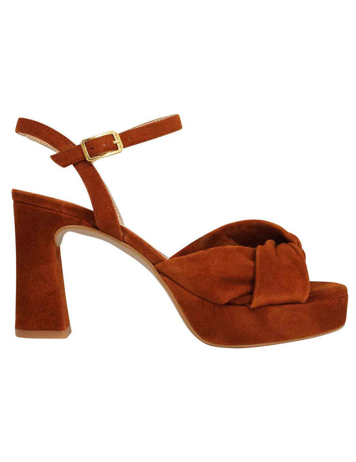 Spatarella Sandali donna in camoscio cuoio con tacco alto e plateau Lightning offer