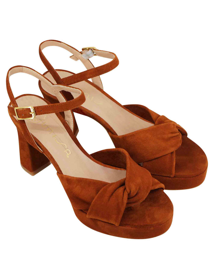 Spatarella Sandali donna in camoscio cuoio con tacco alto e plateau Lightning offer