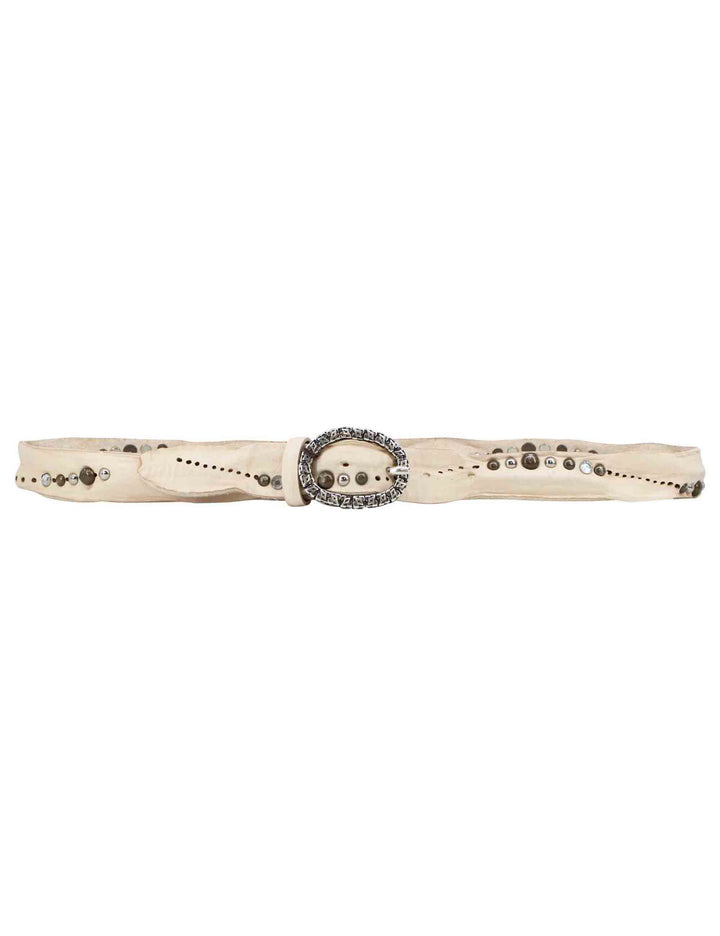 Spatarella Cinture donna in pelle bianca con borchie Offerte stagionali