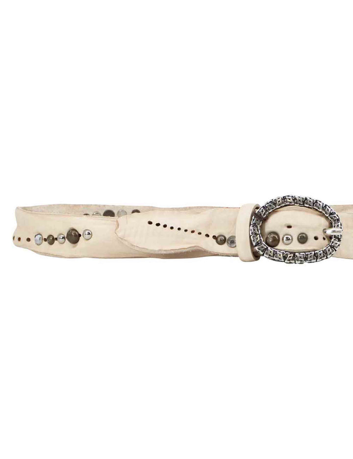 Spatarella Cinture donna in pelle bianca con borchie Offerte stagionali