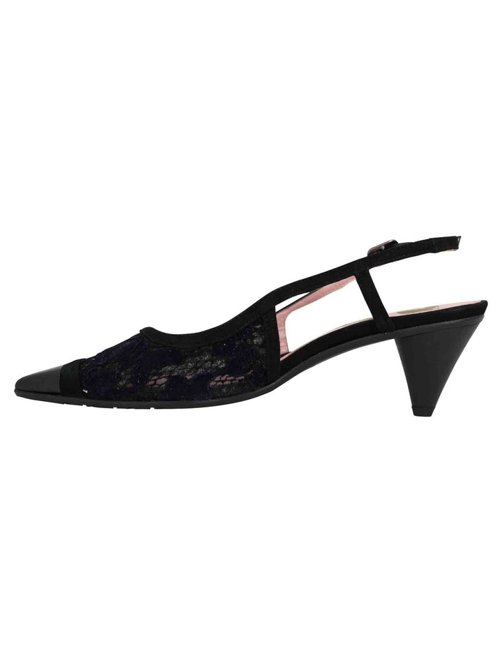 Spatarella Decollete slingback donna in pizzo nero con punta a punta Comprane uno, ottenene uno gratis