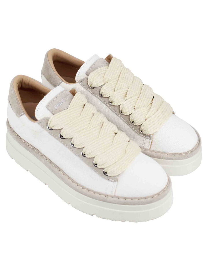 Spatarella Sneakers donna in tessuto bianco con fondo alto Offerte giornaliere