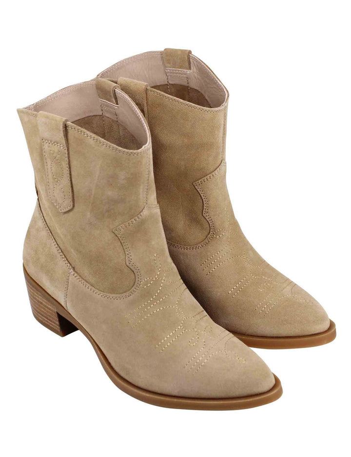 Spatarella Stivaletti texani donna in camoscio beige Offerte speciali