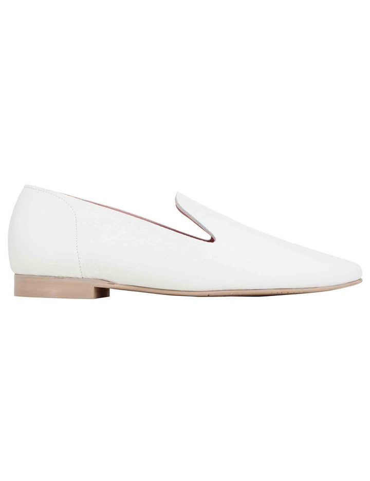 Spatarella Mocassini donna in pelle bianca con punta tonda Enormi risparmi