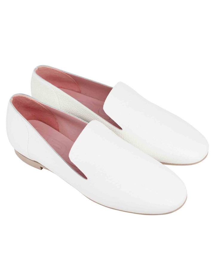 Spatarella Mocassini donna in pelle bianca con punta tonda Enormi risparmi