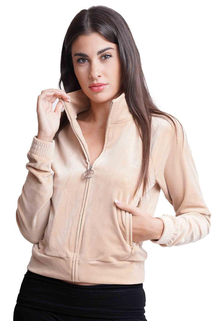 Spatarella Felpa donna Diamond in velluto beige con strass Offerta settimanale