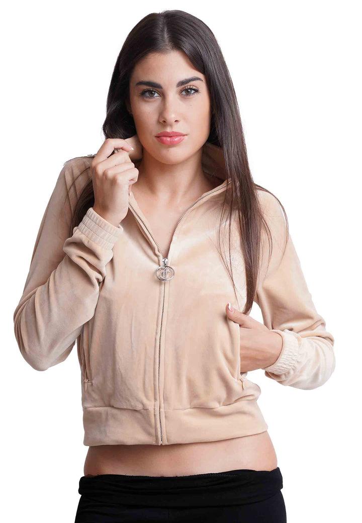 Spatarella Felpa donna Diamond in velluto beige con strass Offerta settimanale