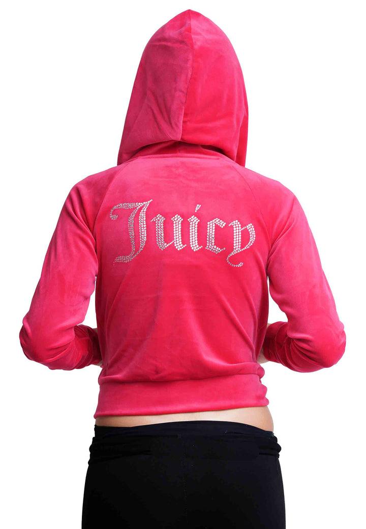 Spatarella Felpa donna Diamond in velluto fuxia con cappuccio e strass Rilascio limitato